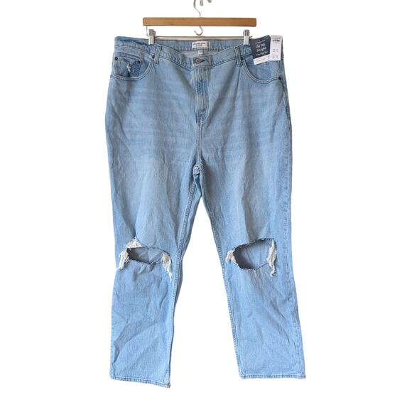 Abercrombie & Fitch 90s Straight Leg Ultra High Rise Jeans Curve Love 36 22 NWT - Picture 1 of 6